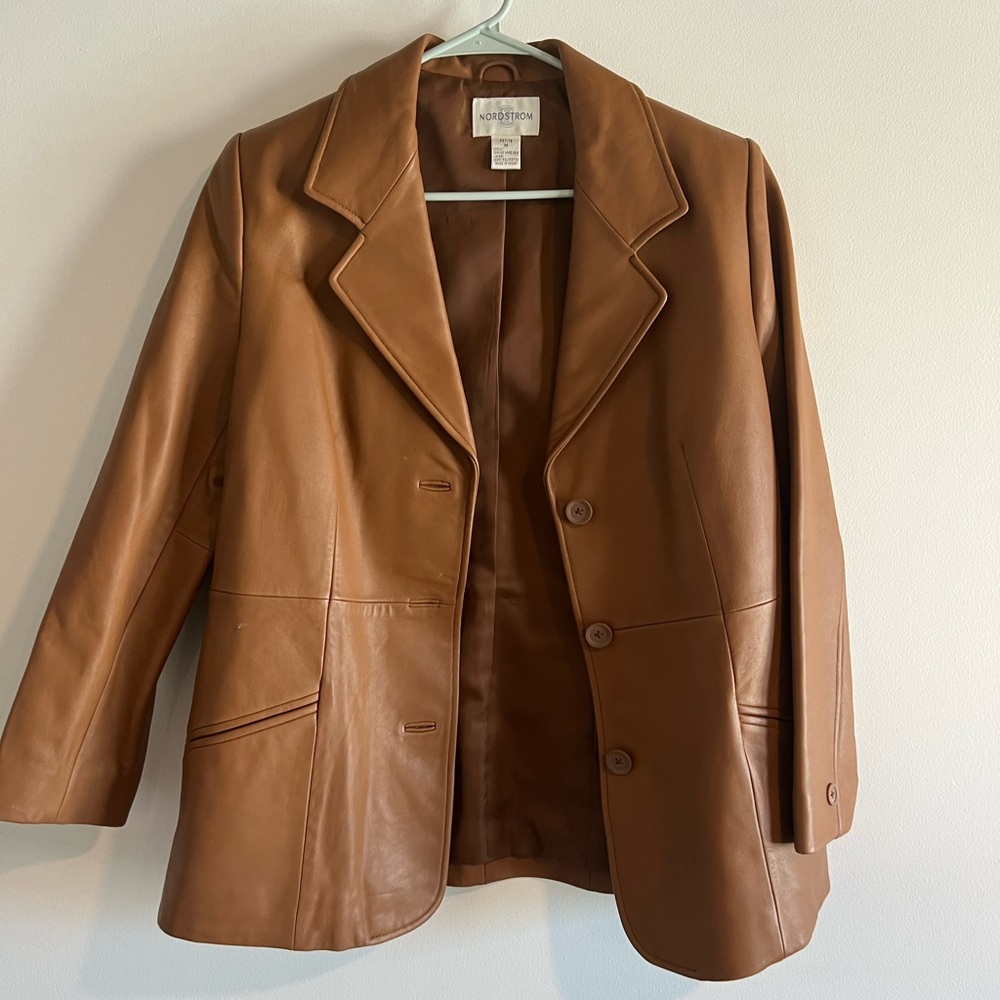 Nordstrom Pleather Cognac Blazer